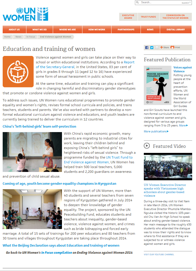 End violence against women editorial package 2014 -education subpage