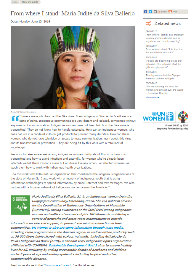 From where I stand, Maria Judite da Silva