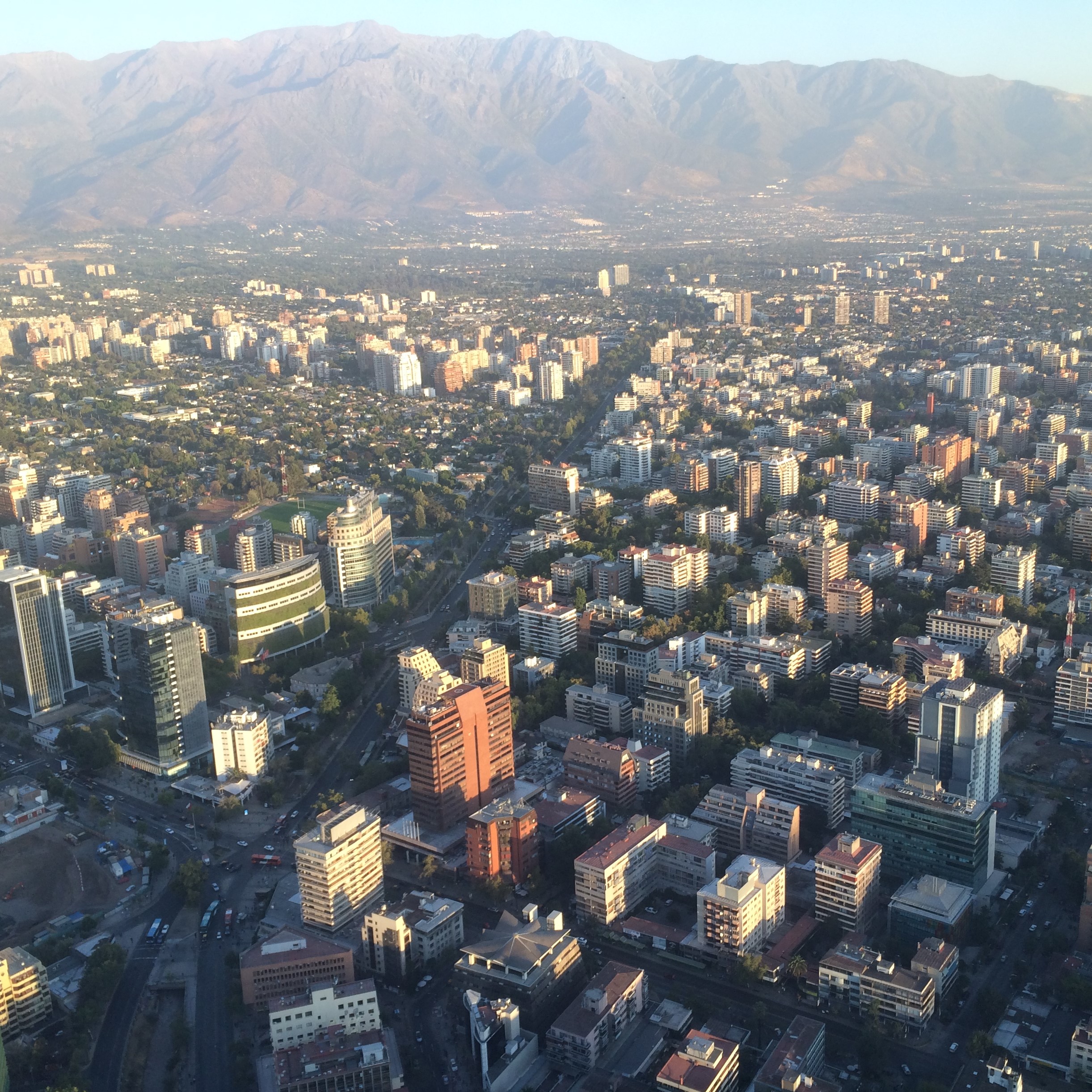 Panoramic view of Santiago, Chile. Square image