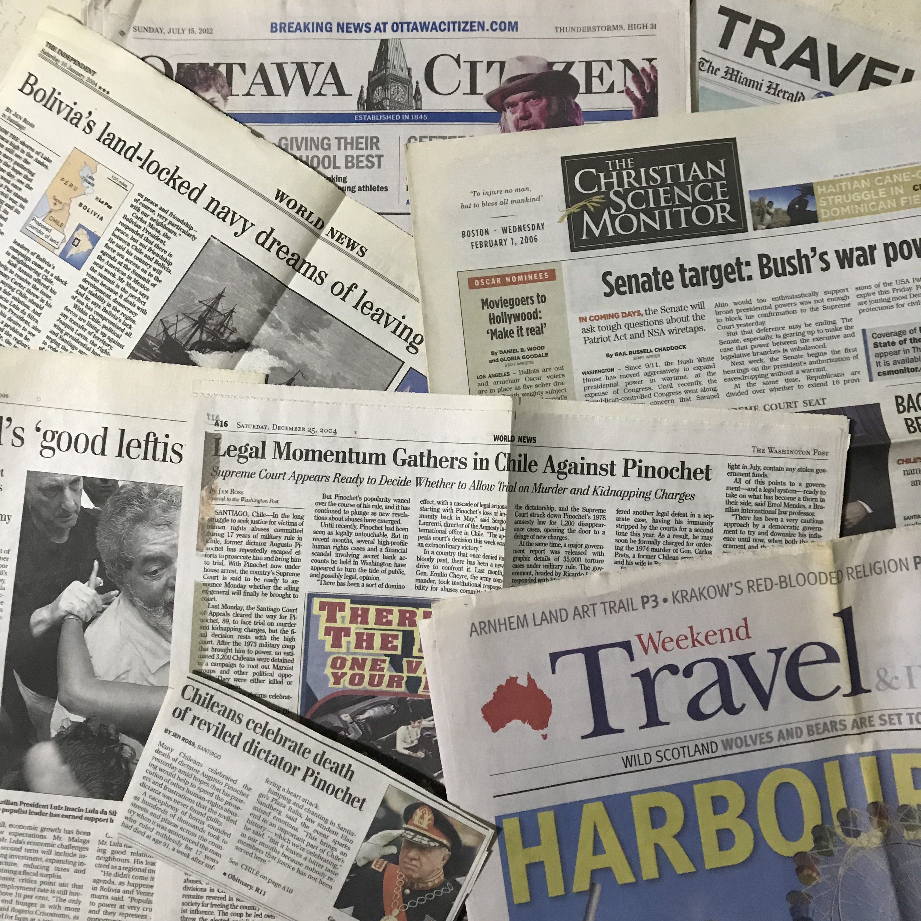 Selection of Jen's newspaper clippings