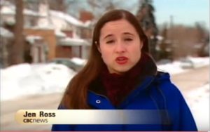 Still shot of my stand-up for a report on Canada's controversial new poverty yardstick, a report  for CBC TV's  Canada Now (National version), aired in January 2003.