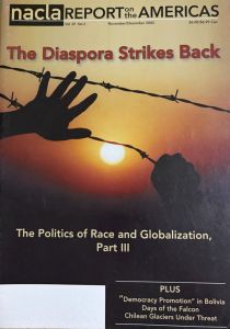 NACLA cover 2005 - a hand on a barbed wire fence in the sunset